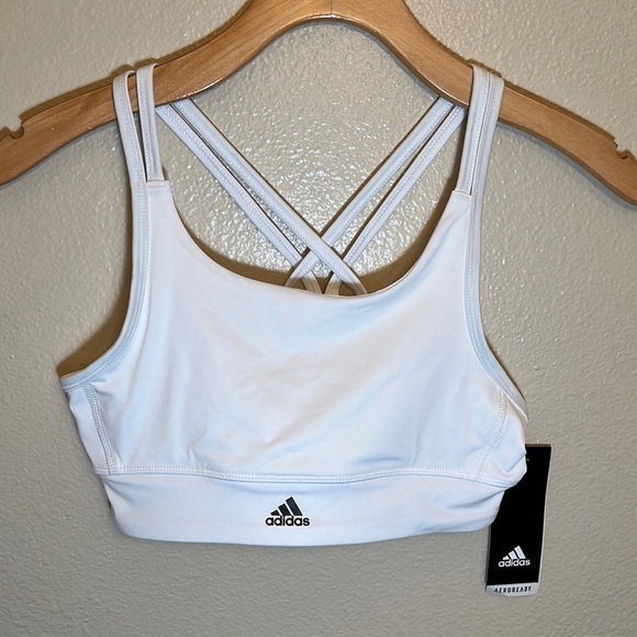 Nwt Adidas White Girl Sports Bra - Picture 1 of 10